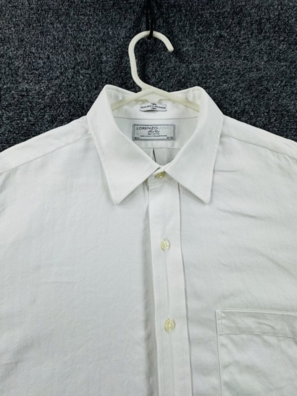 Lorenzo 16.5 32/33 Herringbone All Cotton Point White Shirt Men Long Sleeve